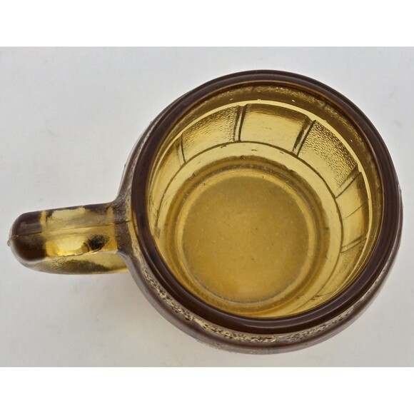 Amber Barrel Shot Glass Vintage Ribbed Glass Mini Barware Toothpick Holder - Picture 5 of 7